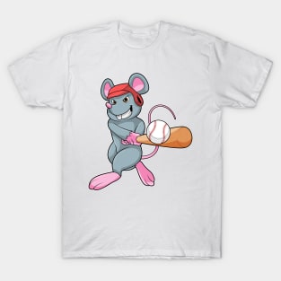 Rat at Baseball with Baseball bat & Helmet T-Shirt